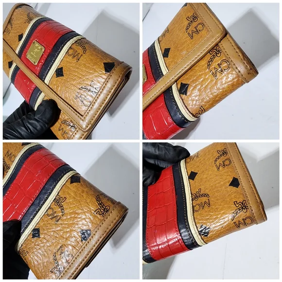 MCM Women's Tan and Red Leather Wallet - Picture 14 of 16